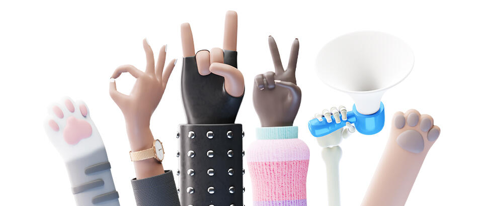 Premium Vector Collection of various emoji yellow hand symbols with smartphone, handshake sign and other gestures. 3d cartoon style.