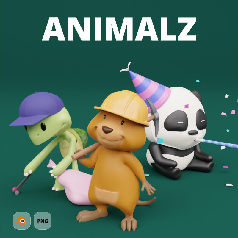 ANIMALZ - library of cute 3D animals with source files