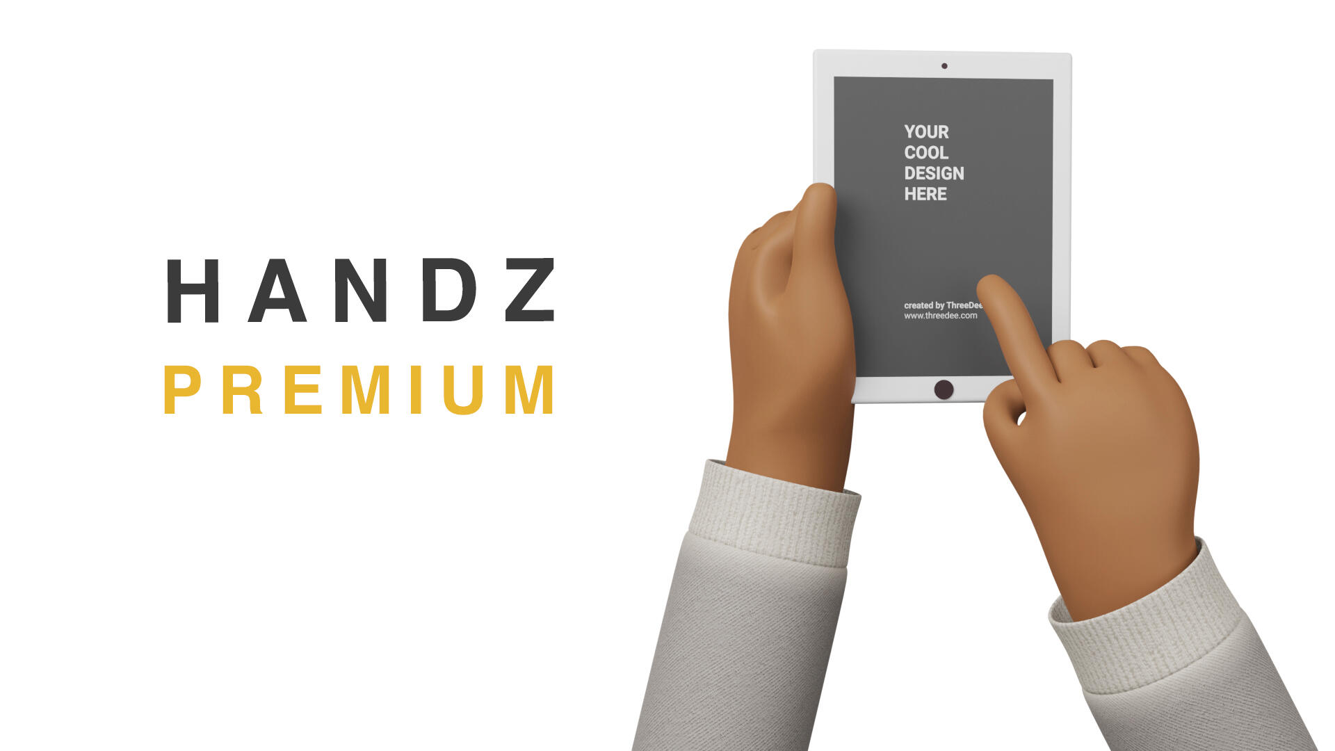 Showcase of library of 3D hands using tablet