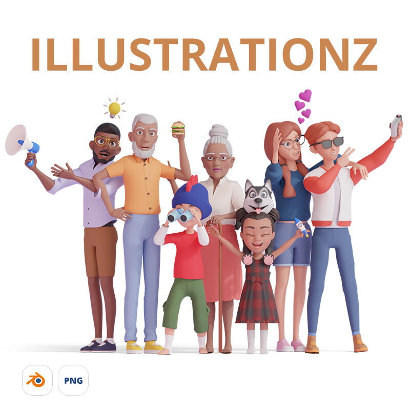 Illustrationz - Massive 3D illustrations library of whole family