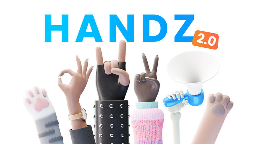 Millions of combinations of 3D hand models with our 3D pack